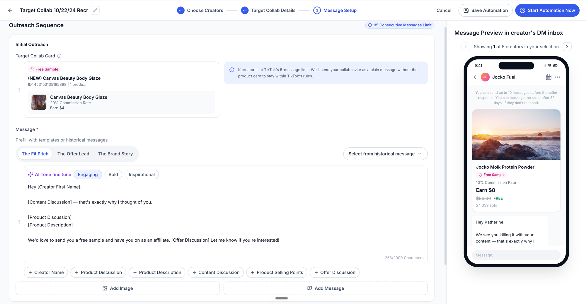 Personalize the message — Outreach Automation