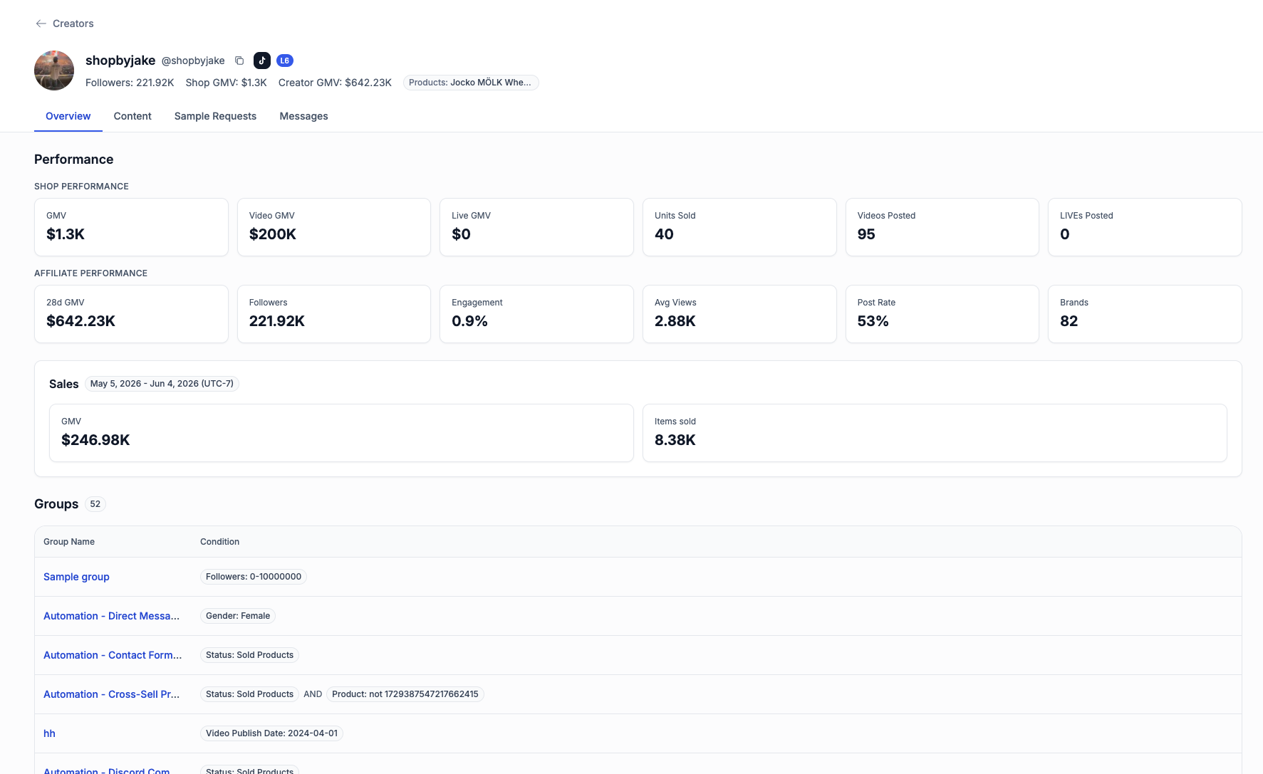 See every creator's full profile — Creator CRM
